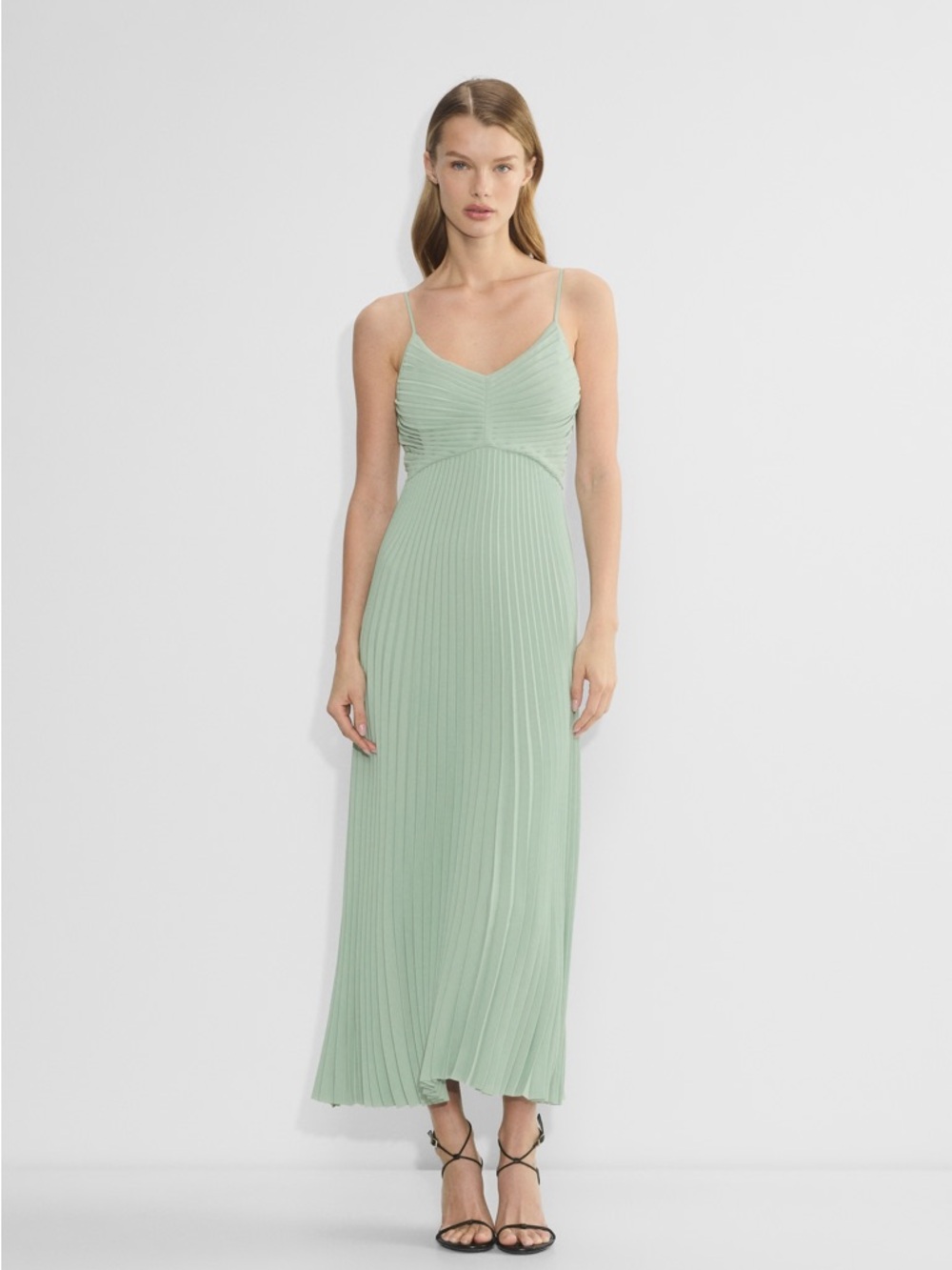 Aritzia Pleated Maxi Dress in Sage
